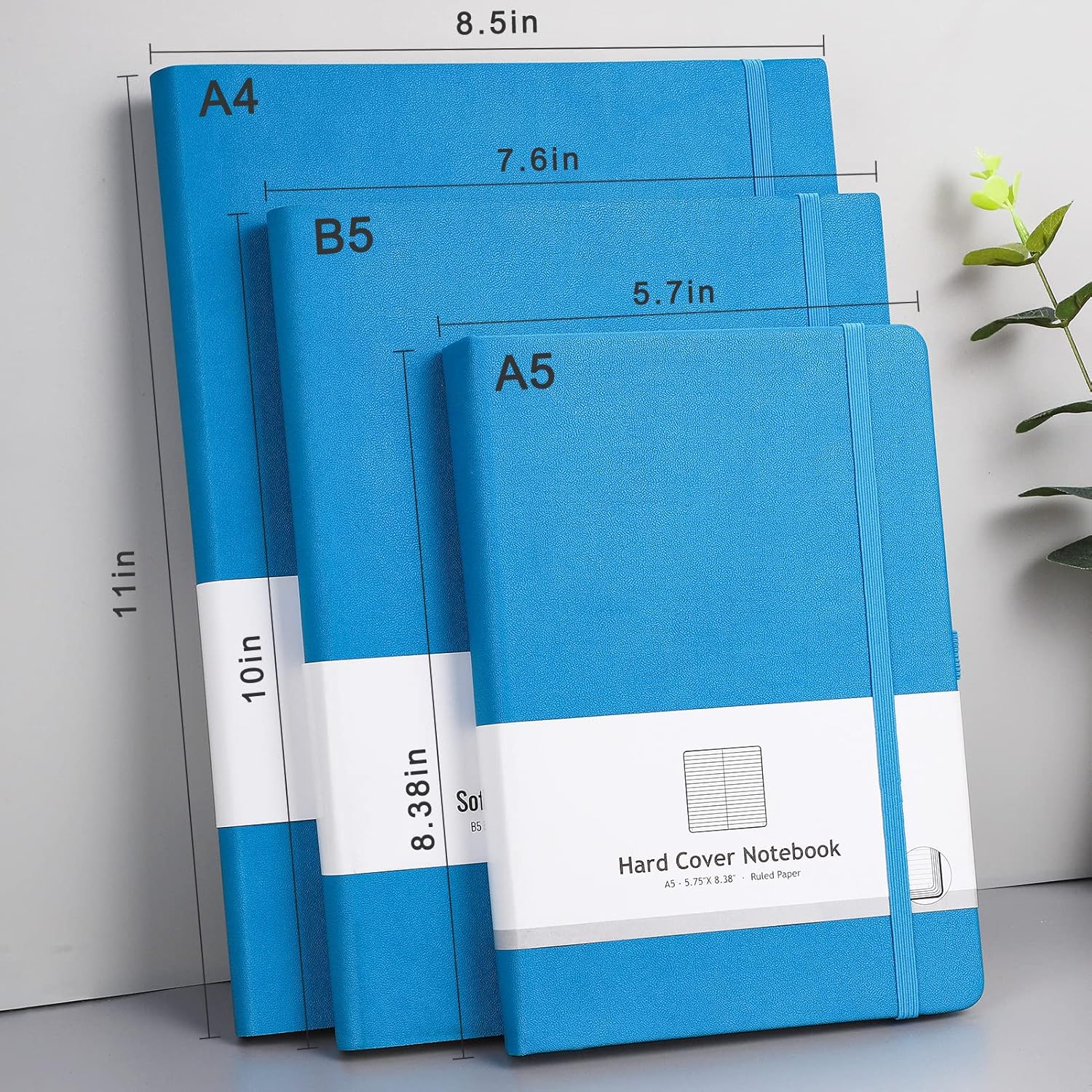 Thick Journal Lined Notebook - 320 Numbered Pages A5 Notebook College Ruled Journal for Writing, 100gsm Lined Paper, Leather Hardcover, for Women Men Work Office School, 5.75'' X 8.38''-Blue