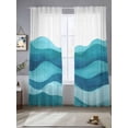 thumbnail image 2 of Teal Blue Sheer Curtains for Living Room Bedroom, Light-filtering Sheer Curtain, Ombre Ocean Wave Abstract Watercolor Modern Art Rod Pocket Voile Window Treatment Drapes, 52’’Wx108’’L, 2 Panels Set, 2 of 7
