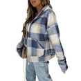 thumbnail image 2 of Veste à Capuche Décontractée pour Femmes à Manches Longues avec Fermeture Éclair, Imprimé à Carreaux, Poches, Chandail en Molleton d'Automne, 2 of 7