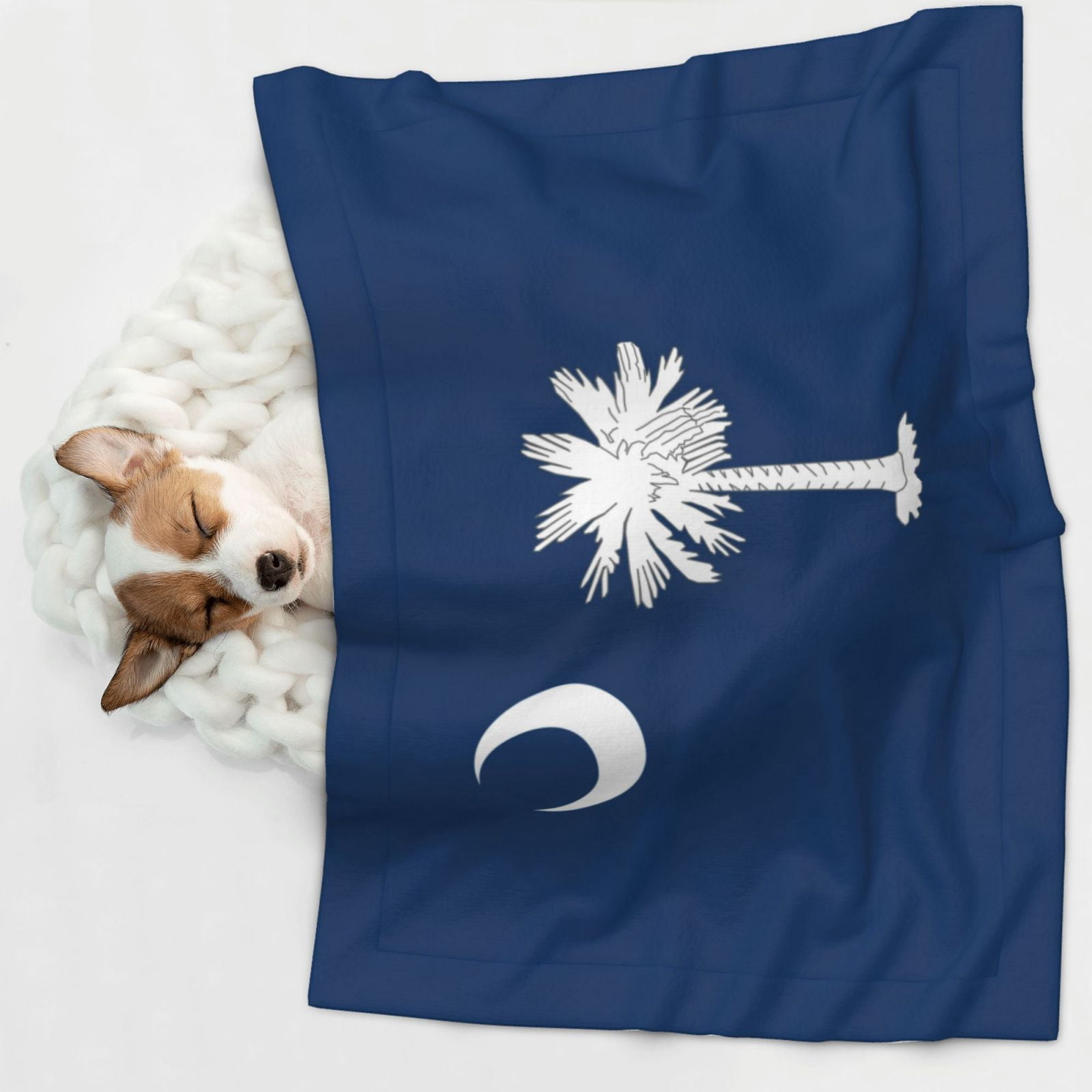 Flannel Throw Dog Blanket South Carolina Flag Pattern Soft Warm Print Pet Blankets for Small Dog Cat Puppy