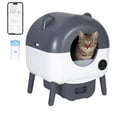 thumbnail image 1 of Automatic Self Cleaning Cat Litter Box with App Control and Triple Safety Protection, 76L Electric Litter Box with Washable Liner and Garbage Bags for Multiple Cats, Light Gray Dark Gray, 1 of 9
