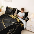thumbnail image 4 of Erosebridal Gold Black Basketball Queen Sheet Sets, Sport Bed Set for Men and Boys, 4 Pieces, 1 Flat Sheet, 1 Fitted Sheet and 2 Pillowcases, 4 of 6