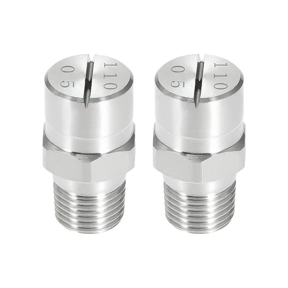 Flat Fan Spray Tip - 1/8 BSPT Male Thread 304 Stainless Steel Nozzle - 110 Degree 1.4mm Orifice Diameter - 2 Pcs