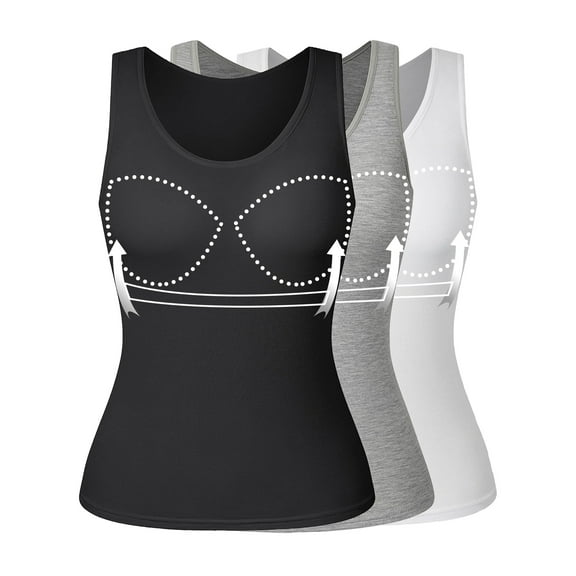 COMFREE Camisole with Built in Bra for Women Plus Size Tank Tops Wide Strap Tops(S-3XL)