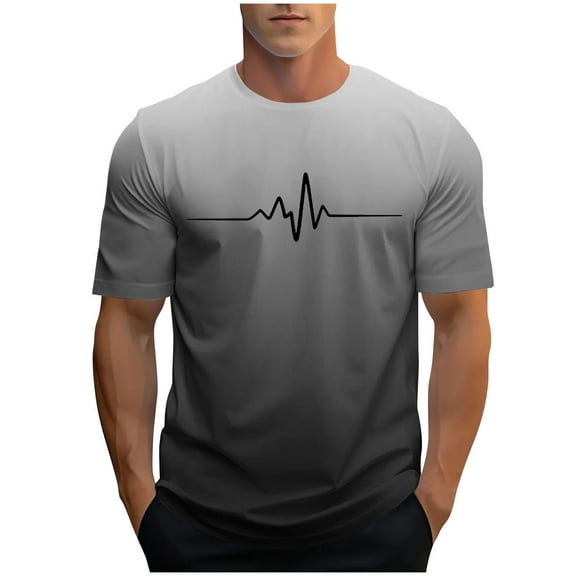 Men's Casual Summer Short Sleeve T-Shirts Gradient Crew Neck Tee Tops Lightweight Cotton Print T Shirt