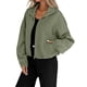 thumbnail image 3 of Chaqueta de Béisbol Holgada Informal con Cuello Alto, Cremallera y Dobladillo con Cordón Ajustable para Mujer. Verde XL, 3 of 9