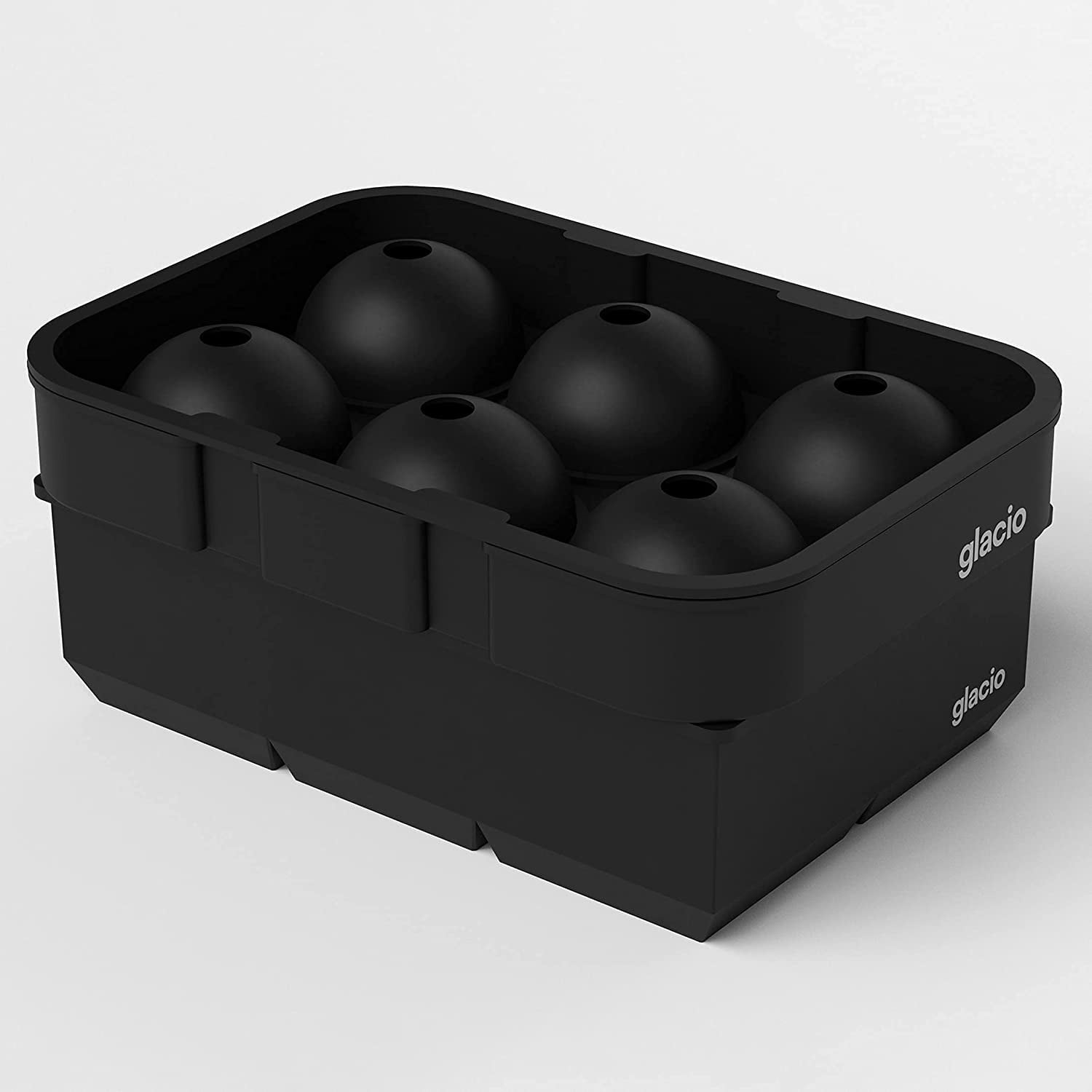 Glacio Ice Cube Molds - Big Cubes & Large Sphere Ice Mold Set, Black