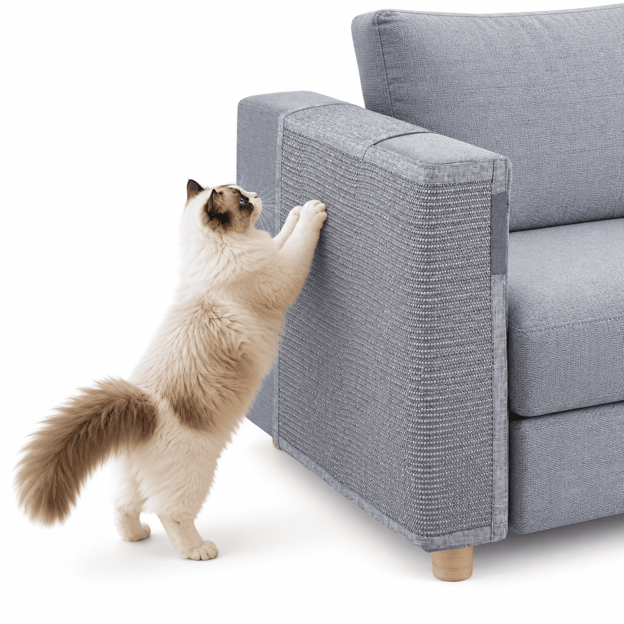 Smoke Gray Right Hand Cat Sisal Couch Furniture Protector Pad