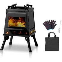 VibrantEcho Camping Wood Stove, 14.2" Portable Folding Wood Burning Stove, Alloy Steel Backpacking Stove for Hiking, Outdoor Survival Stove Emergency for Picnic, Cooking Outside BBQ