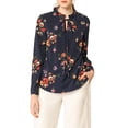 thumbnail image 5 of Allegra K Women's Tie Ruffled Neckline Polka Dots Floral Blouse Tops, 5 of 6