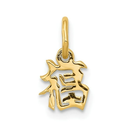 14K Yellow Gold Chinese Symbol Good Luck Charm 10mm x