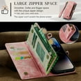 thumbnail image 6 of TECH CIRCLE Apple iPhone 13 Pro Max Case,iPhone 13 Pro Max Wallet Case with Card Holder Kickstand Zipper Pocket Lanyard Strap Wristlet PU Leather Flip Case Wallet for iPhone 13 Pro Max 6.7 inch,Pink, 6 of 10