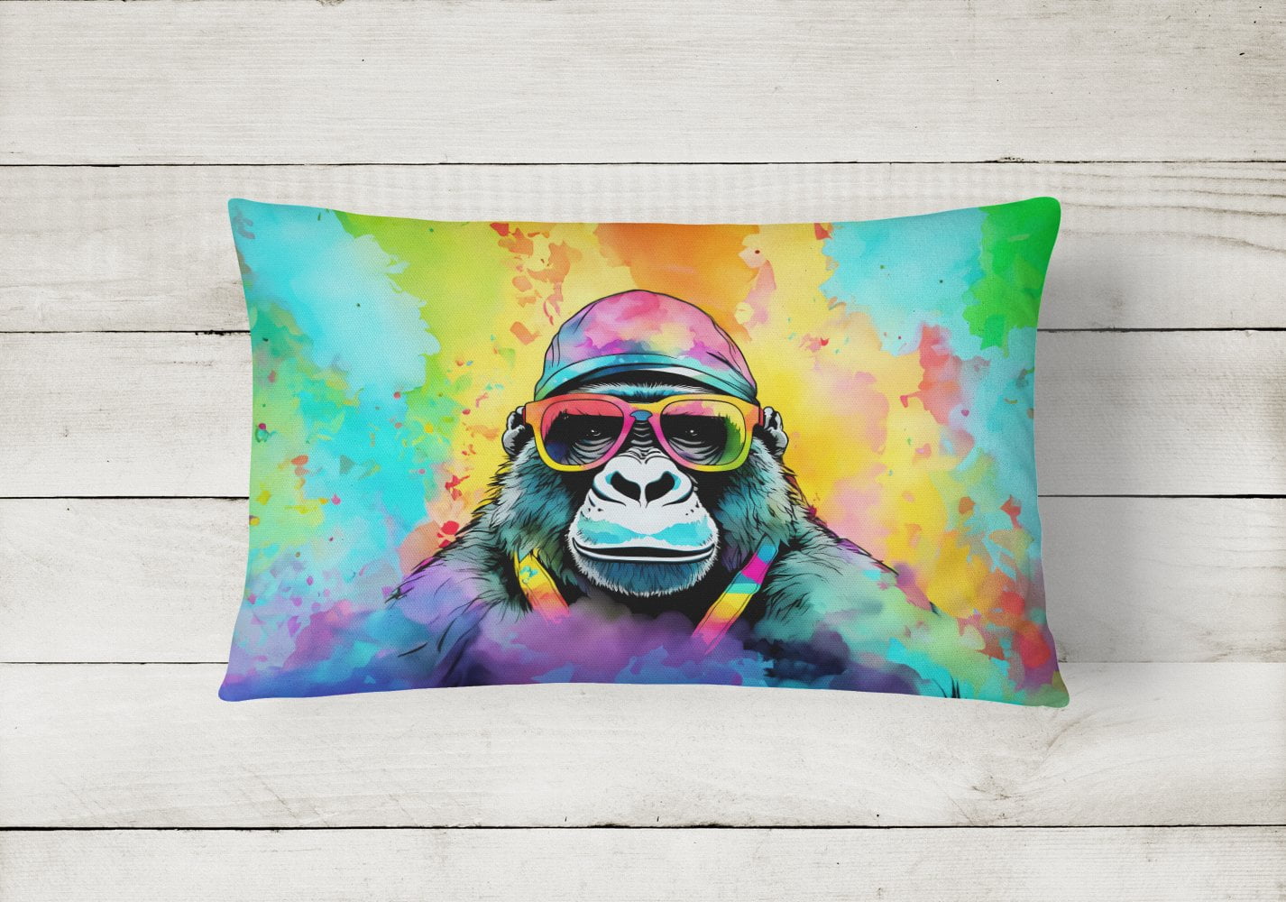Carolines Treasures DAC3989PW1216 16 x 12 in. Unisex Hippie Animal Gorilla Polyester Fabric Throw Pillow