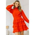 thumbnail image 4 of Long Sleeve Smocked Neck Tiered Ruffle Mini Dress, 4 of 5