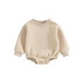 thumbnail image 2 of Baby Girls Boys Autumn Romper Infant Long Sleeve Crewneck Solid Color Casual Romper, 2 of 10