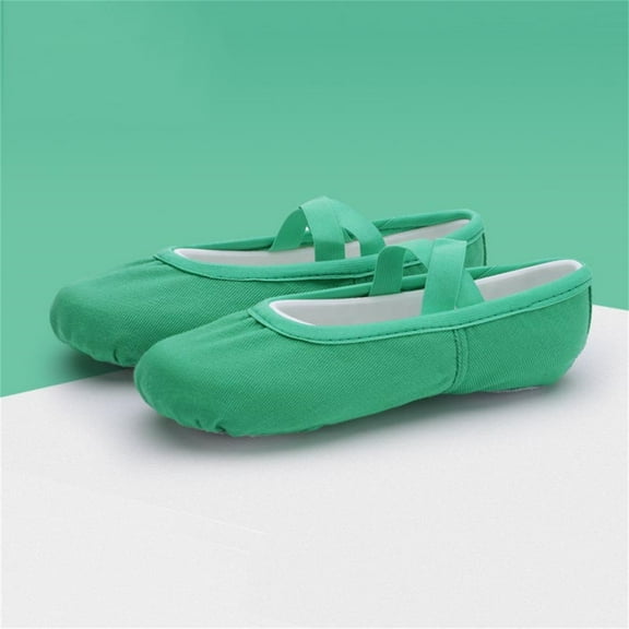 FSYBOA Girl Ballet Shoes, Elastic Straps Summer Soft Sole Non Slip Girl Dance Shoes Green Size 11.5(Little Kids)