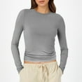 thumbnail image 2 of Women's Long Sleeve Shirts Tight Fit Crewneck Solid Cropped Tops Basic Fall Fashion Going Out Y2K Workout Tunic Blouses, 2 of 6