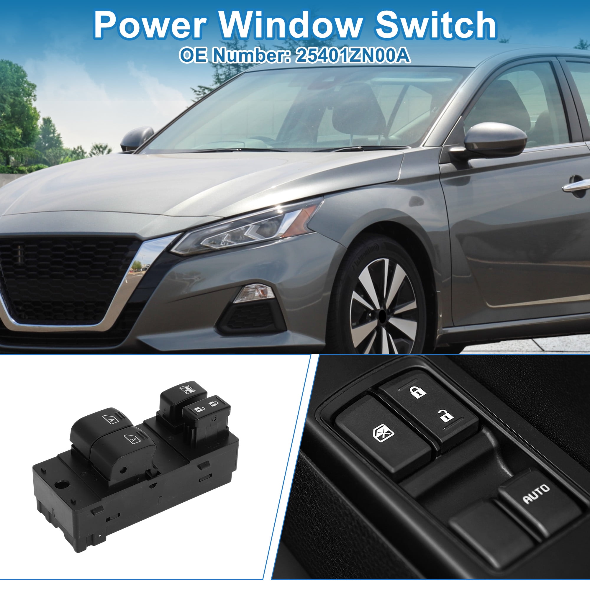Unique Bargains Power Window Switch No.25401ZN00A for Nissan Altima 2008-2013 Black