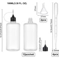 thumbnail image 2 of 100ml/3.5oz PE Needle Tip Glue Bottle with Funnel and Dropper 12pcs Plastic Bottles Dispensing Needle Sealing Black Cap for Travel Perfume Sample, 2 of 5