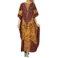 thumbnail image 3 of HAPPY BAY Women's Loose Caftan Long Boho Sleepwear Loungewear Dashiki House Dress 2X-3X Brown, Stripes, 3 of 3