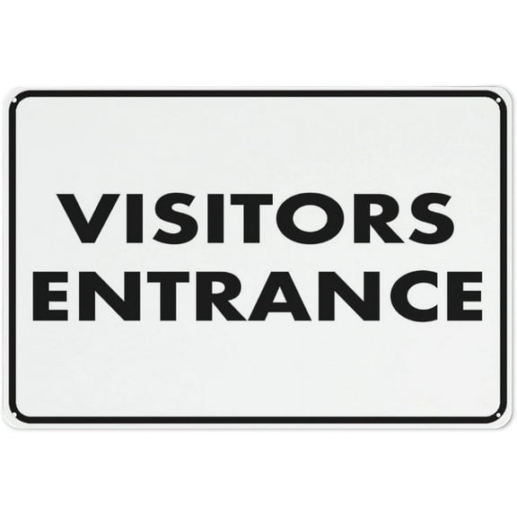 Visitors Entrance Sign 8"X12" Rust Free Aluminum Signs Outdoor, Metal Tin Sign For Home, Business, Yard