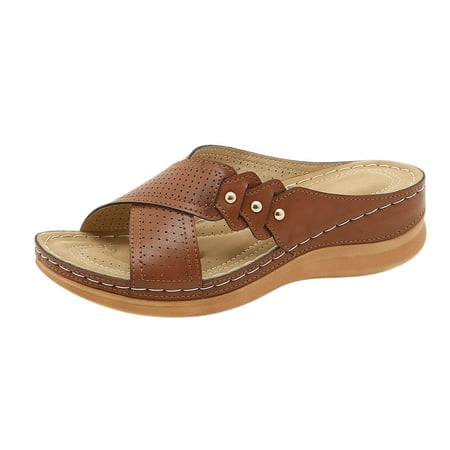 

Abcnature Women Sandals Clearance 2023! Women s Platform Wedge Sandals with Arch Support Flat Shoes Beach Sandals Non-Slip Causal Slippers Summer Athletic Outdoor Beach Sandals Non-Slip