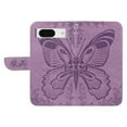 thumbnail image 6 of Dteck Pattern Case for Google Pixel 8A,Magnetic Leather Butterfly Floral Embossed Flip Case Card Slots Wallet Stand Cover with Wrist Strap for Google Pixel 8A,Purple, 6 of 7