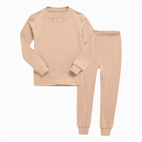 TOWED22 Toddler Baby Girl Boy Outfits 2pcs Long Sleeve T Shirt and Joggers Pants Set Cotton Graphic Print Fall Winter Clothes Clothing(Khaki,7-8 Y)