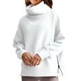 thumbnail image 2 of LANGWYQU Long Sleeve Turtle Neckline Women Casual Hoodies Side Zipper Sweatshirt, 2 of 5