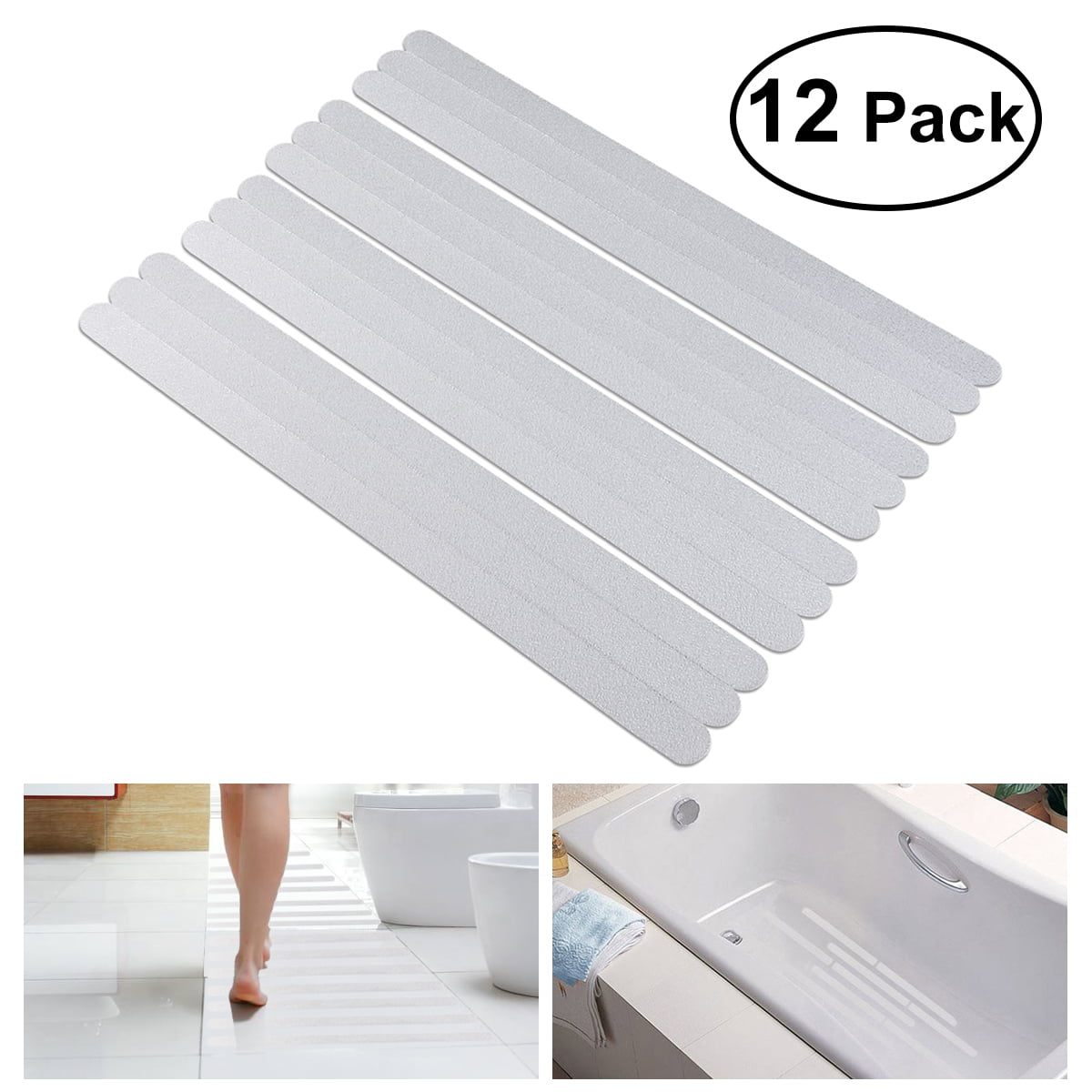 12Pcs Safety Treads Non-Slip Applique Stickers Strips Bathtub Shower Stair Mat 