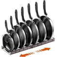 thumbnail image 1 of Heavy Duty Metal Cookware Holder, Retractable and Adjustable Pot and Pan Organizer with U-shaped Fixing Slot for Secure Storage, Brown Expandable Lid Organizer, 1 of 5