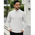 thumbnail image 2 of COOFANDY Men's White Sweater Cable Knitted Sweater Muscle Fitted Sweaters Crew Neck Pullover Knitwear, 2 of 9