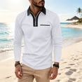 thumbnail image 6 of Lumtrix Men's Polo Shirts 1/2 Zip Long Sleeve Classic T-Shirts Casual Golf Shirts Stylish Collared Tee White 3XL, 6 of 10