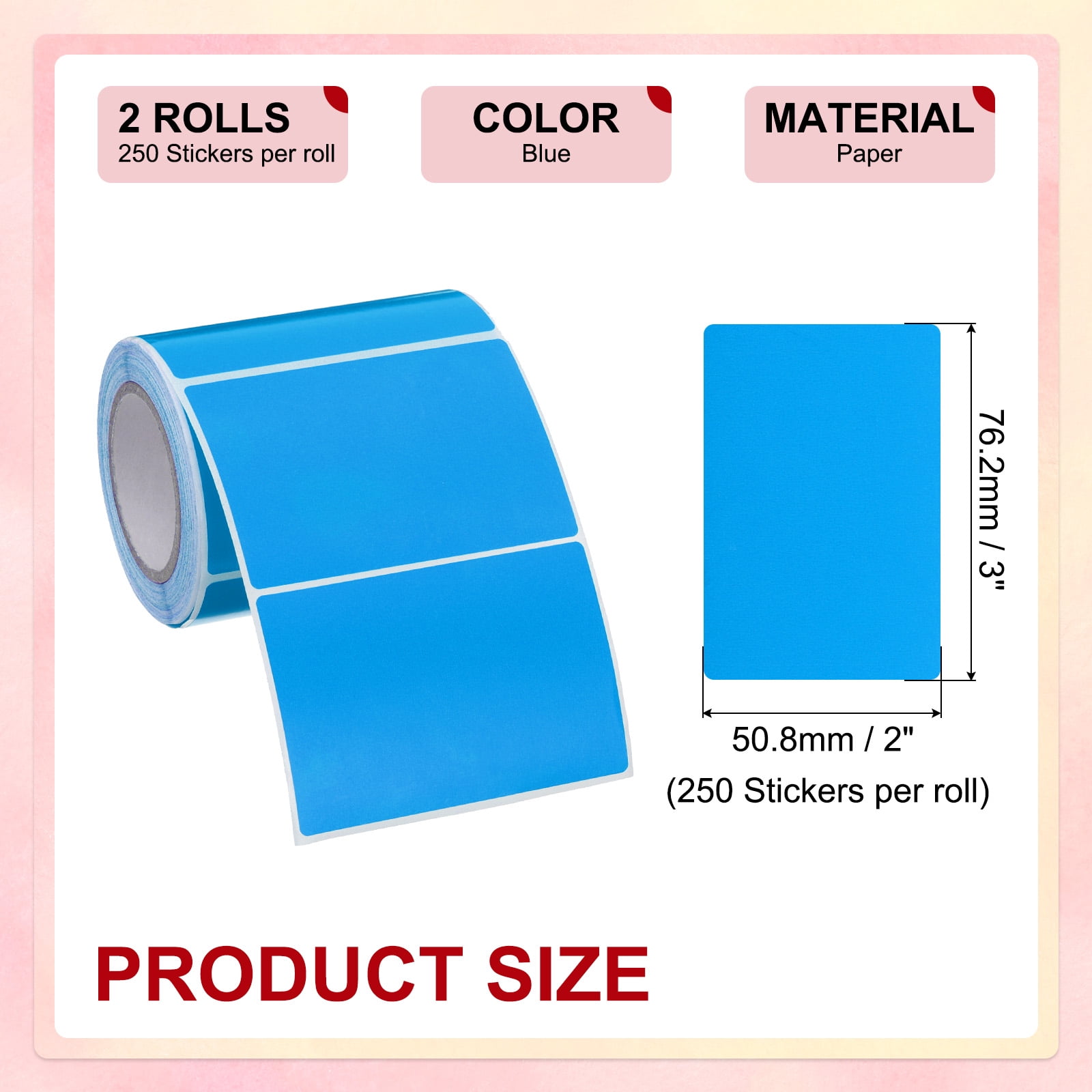 Rectangle Sticker Self-Adhesive Color Coding Labels Thermal Transfer Label Roll for Office Inventory Organize Name Tag Blue