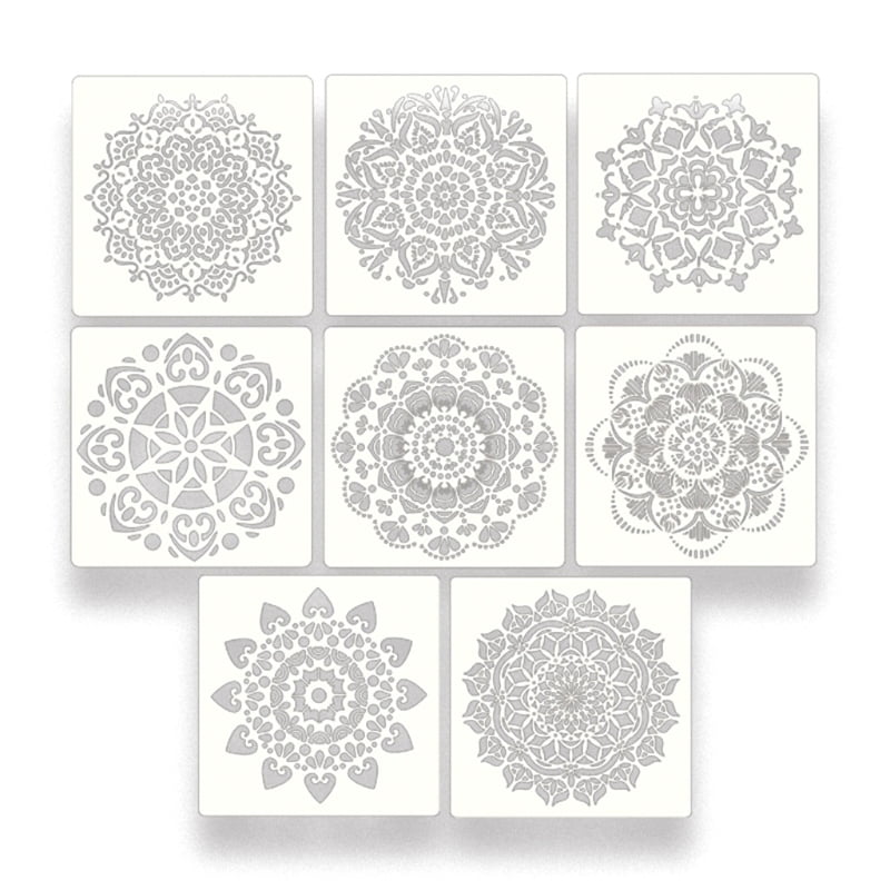 8 sheets mandala hollow out painting template stencils 12 x 12 mandala stencil tools for wall furniture home decro walmart com