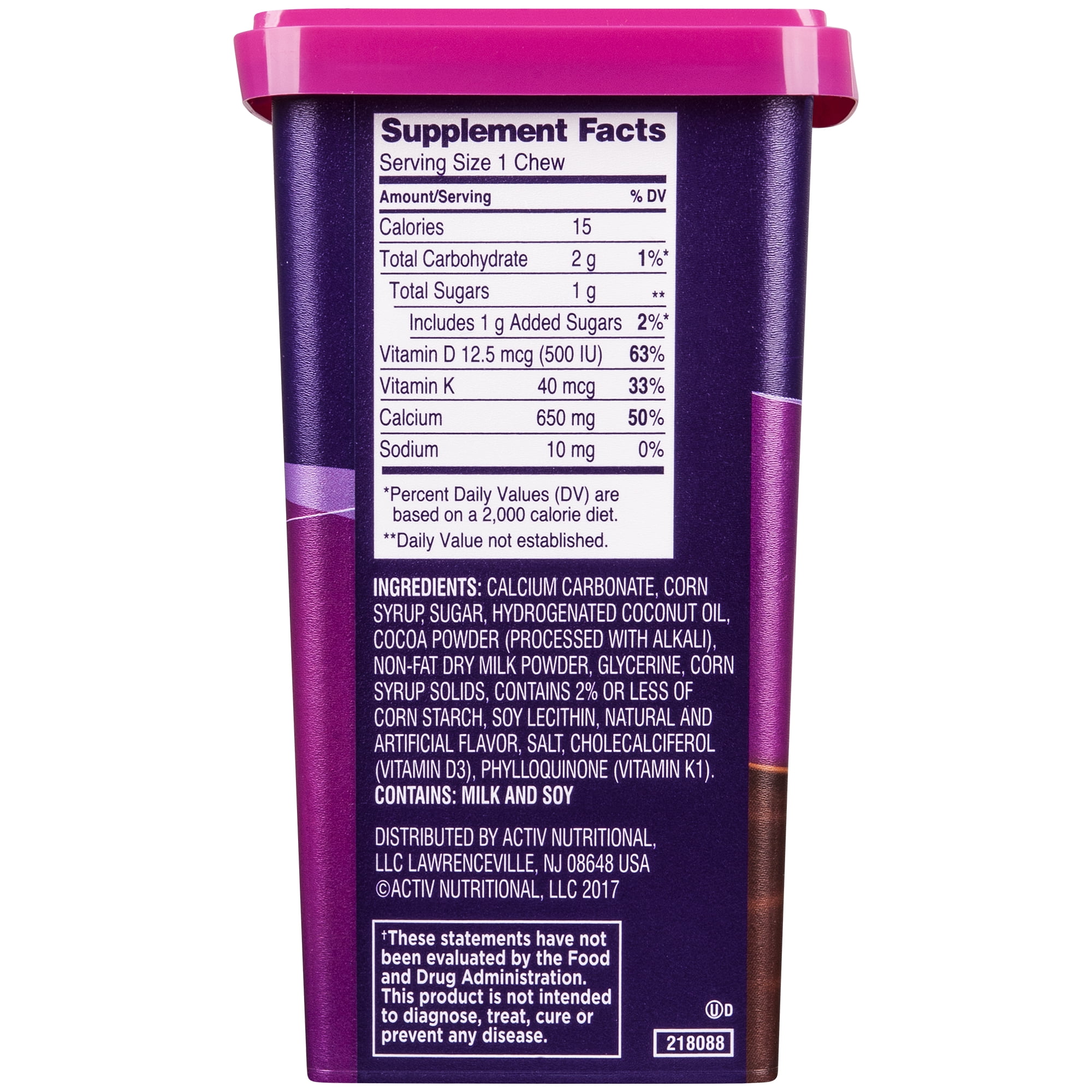 Viactiv Calcium Vitamin D3 Supplement Soft Chews Milk