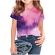 thumbnail image 2 of Blusas y camisas de manga corta con cuello redondo Camiseta estampada de manga corta para niños Cuello redondo Media manga Casual Versátil Top de poliéster para niñas, 2 of 5