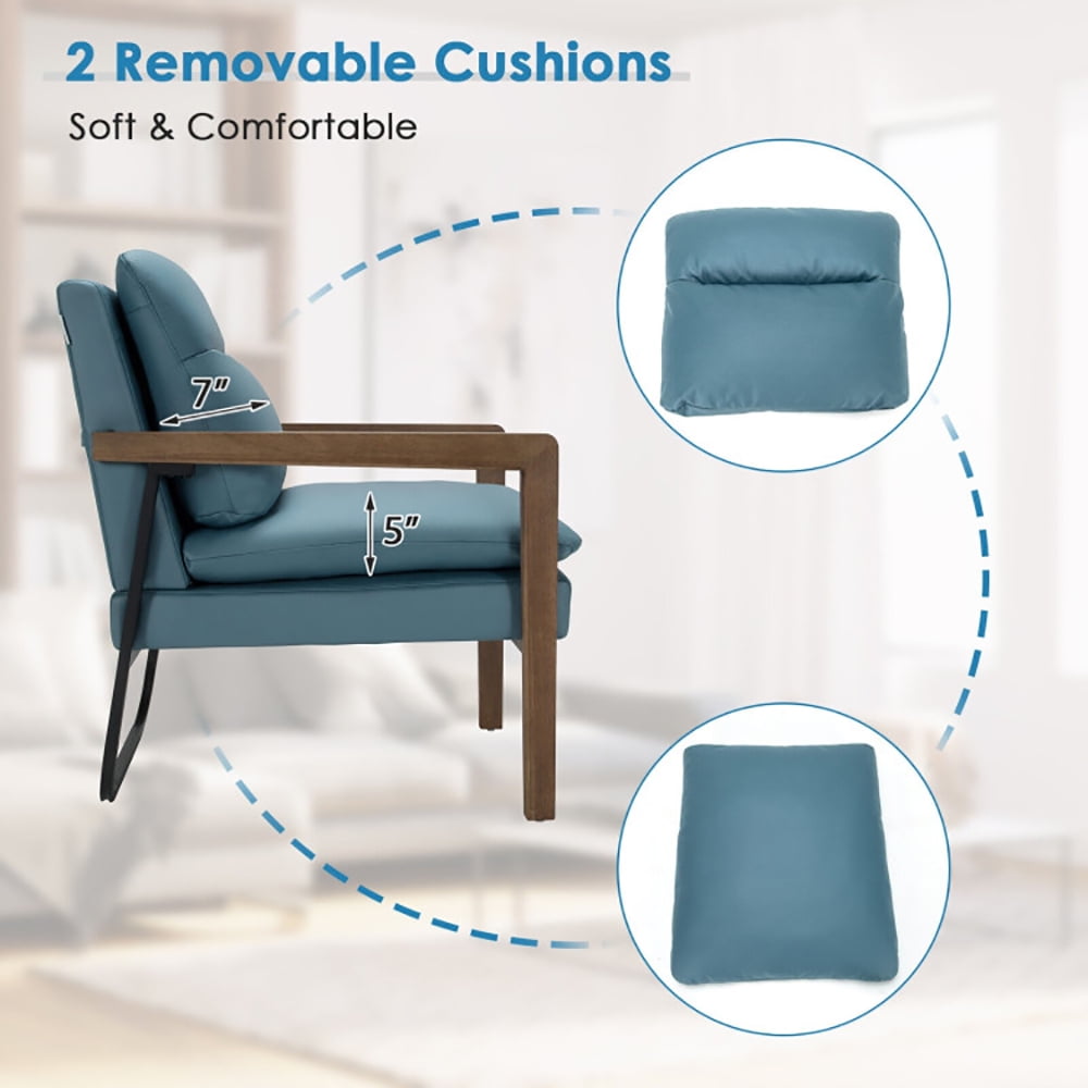 Finihen Accent Armchair, Classic Accent Armchair with Rubber Wood Legs and Armrests, for Living Room, Bedroom, Blue Finihen Accent Armchair, Classic Accent Armchair with Rubber Wood Legs and Armrests, for Living Room, Bedroom, Blue