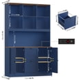 thumbnail image 5 of Homfa 71″ 6 Cubes Bookcases with 2 Storage Drawers and Charge Station, 3 Tier Bookshelf with Adjustable File Storage Cabinet for Living Room Home Office, Blue, 5 of 7