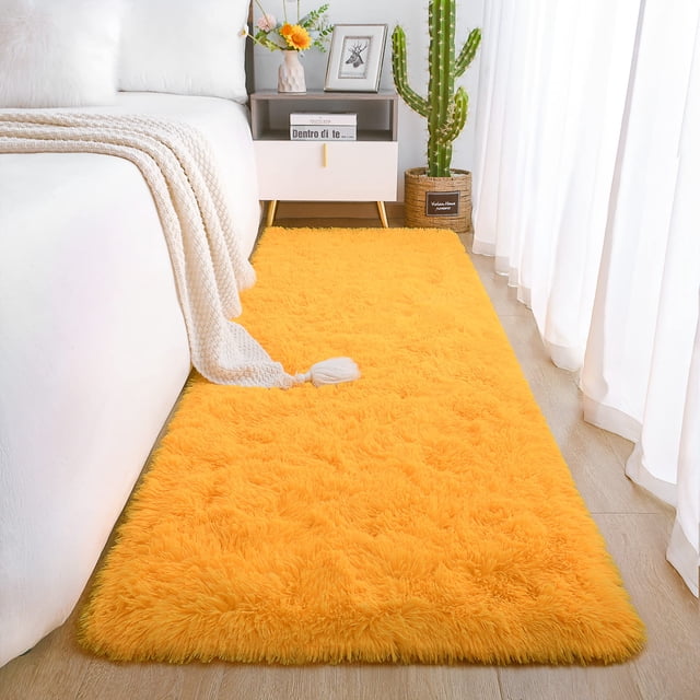 Alfombra Rectangular Chicrug 61x152 cm Naranja de Felpa Suave para Pasillo