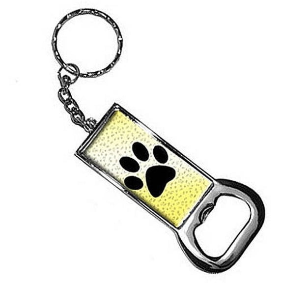 Paw Print Of Awesomeness Yellow Keychain Key Chain Ring Bottle Bottlecap Opener