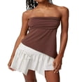 thumbnail image 1 of Women‘s Casual Basic Wrap Chest Tube Tops Irregular Hem Strapless Backless Tank Tops Bandeau Tops, 1 of 5