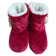 thumbnail image 3 of harmtty 1 Pair Floor Boot Socks Mid-calf Side Bowknot Pompoms Non-slip Plush Lining Cold Resistant Thickened Winter Thermal Indoor Home Shoes Socks for Living Room foot warmers for feet Jujube Red, 3 of 8