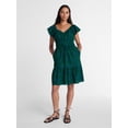 thumbnail image 3 of Time and Tru Women's Tie Waist Mini Dress with Flutter Sleeves, Sizes XS-XXXL, 3 of 6