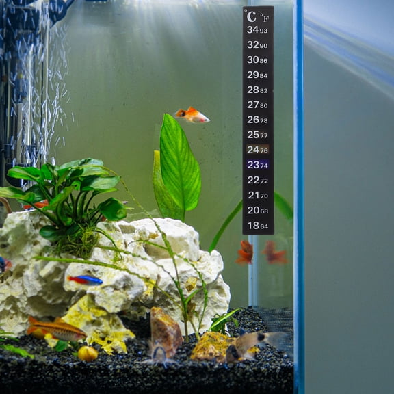 OULII 2Pcs Stick on Thermometer Strip Aquarium Sticker with Color Changing Feature