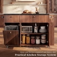 thumbnail image 5 of OMCPET 48" Rolling Kitchen Island with Power Outlet Drop Leaf 2 Drawers 3 Doors Trash Can Cabinet Spice Rack Towel Rack, Walnut, 5 of 10
