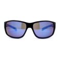 thumbnail image 2 of Locs Mens Color Mirror Wrap Rectangle Gangster Sport Sunglasses Black Blue Mirror, 2 of 4