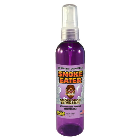 Smoke Eater - Breaks Down Smoke Odor at The Molecular Level - Eliminates Cigarette, Cigar or Pot Smoke On Clothes, in Cars, Boats, Homes, and Office - 4 oz Travel Spray Bottle (Lavender) (Best Smoke Eater For Cigars)