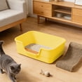 thumbnail image 5 of Semi-Enclosed Litter Box for Cats, Large Cat Litter Box with Odor Control and Anti Splash Design, High Sided Open Breathable Pet Toilet(Yellow), 5 of 6