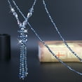 thumbnail image 2 of Collier Pull Perles de Cristal Pailleté Long Collier à Pompons pour Femmes, 2 of 10